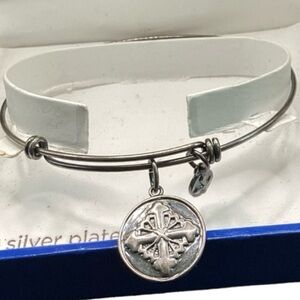 Classic Treasures Brass Silver Plated Wire Bangle Charm Bracelet NEW